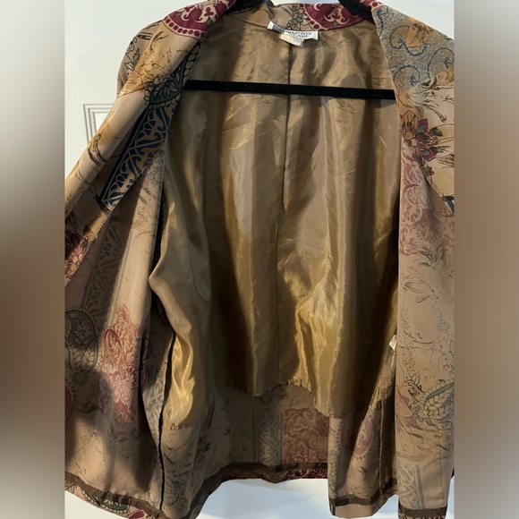 Kensington Square Vintage Floral Print Oversized Long Single Button Blazer - Picture 9 of 12